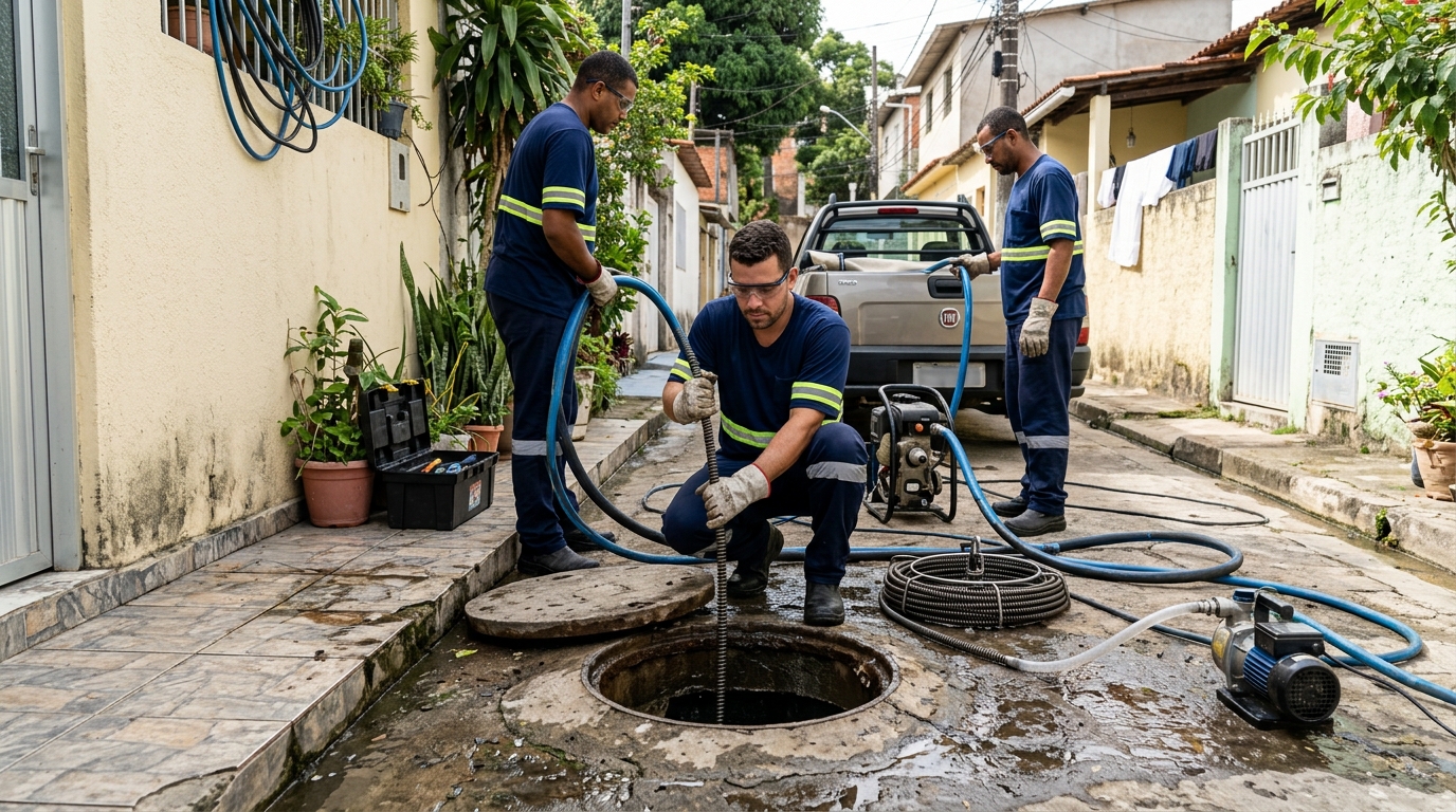 Desentupimento de esgoto com hidrojateamento em Campinas-SP