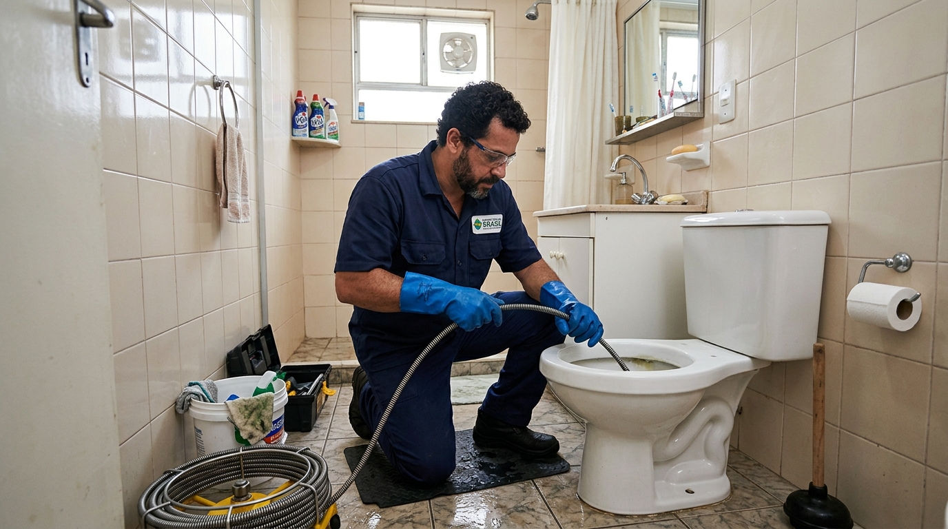 Desentupimento de vaso com equipamento em Campinas-SP